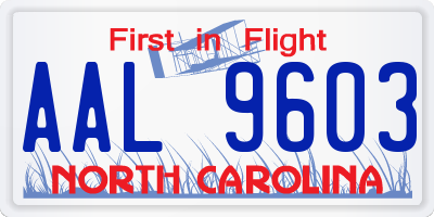 NC license plate AAL9603