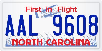 NC license plate AAL9608