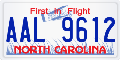 NC license plate AAL9612