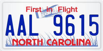 NC license plate AAL9615