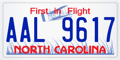 NC license plate AAL9617