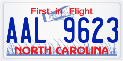 NC license plate AAL9623