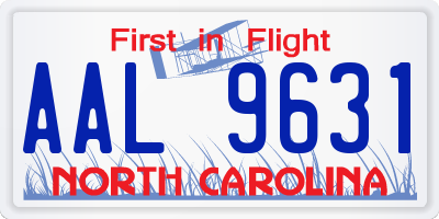 NC license plate AAL9631
