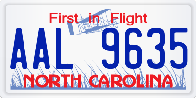 NC license plate AAL9635