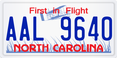 NC license plate AAL9640