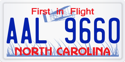 NC license plate AAL9660