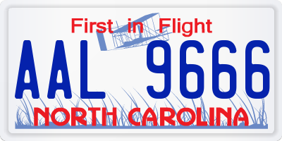 NC license plate AAL9666