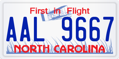 NC license plate AAL9667