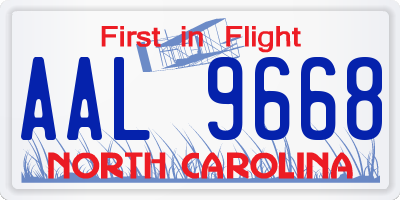NC license plate AAL9668