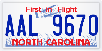 NC license plate AAL9670