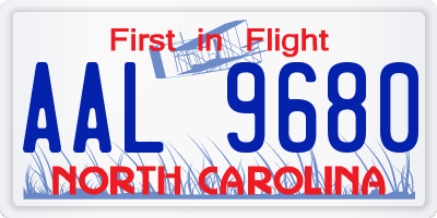 NC license plate AAL9680