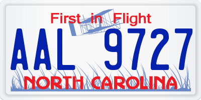 NC license plate AAL9727
