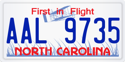 NC license plate AAL9735