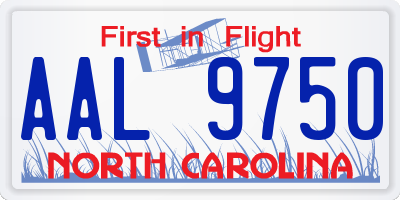 NC license plate AAL9750