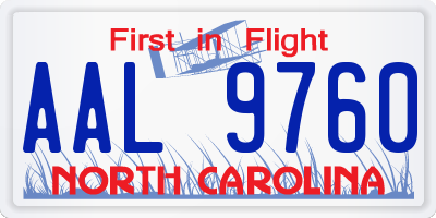 NC license plate AAL9760