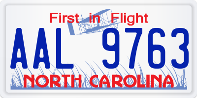 NC license plate AAL9763