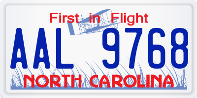 NC license plate AAL9768