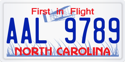 NC license plate AAL9789