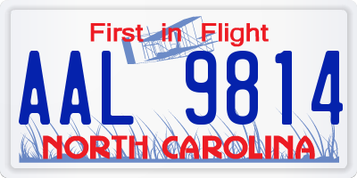 NC license plate AAL9814