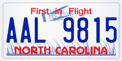 NC license plate AAL9815