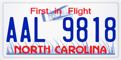 NC license plate AAL9818