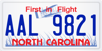 NC license plate AAL9821