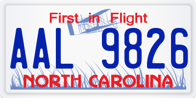 NC license plate AAL9826