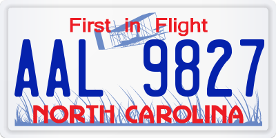 NC license plate AAL9827