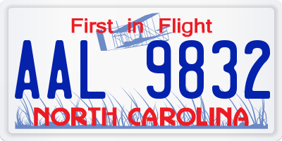 NC license plate AAL9832