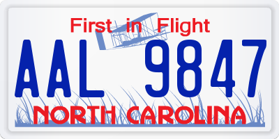 NC license plate AAL9847