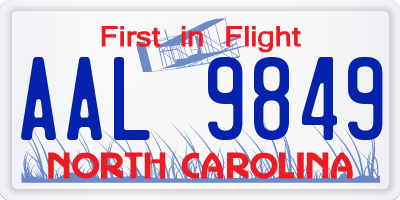 NC license plate AAL9849