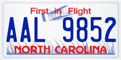 NC license plate AAL9852