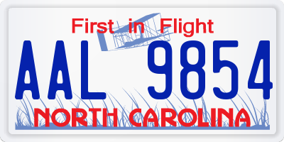 NC license plate AAL9854
