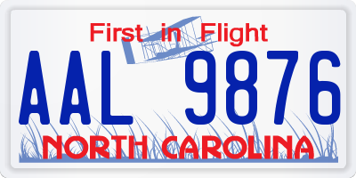 NC license plate AAL9876