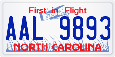 NC license plate AAL9893