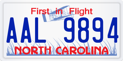 NC license plate AAL9894