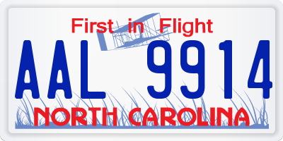 NC license plate AAL9914