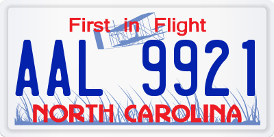 NC license plate AAL9921