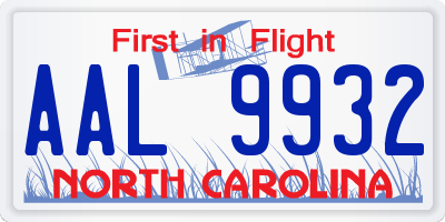 NC license plate AAL9932