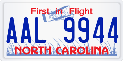 NC license plate AAL9944