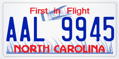 NC license plate AAL9945