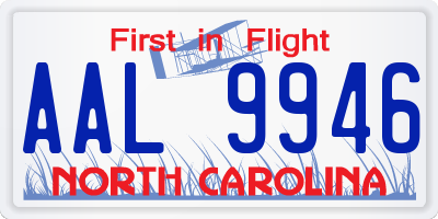 NC license plate AAL9946