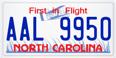 NC license plate AAL9950