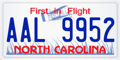NC license plate AAL9952