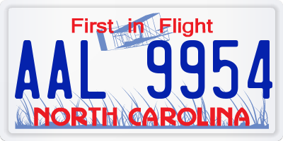 NC license plate AAL9954