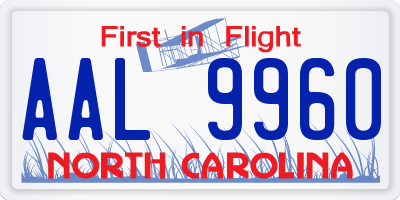 NC license plate AAL9960
