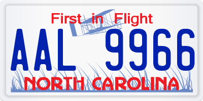 NC license plate AAL9966