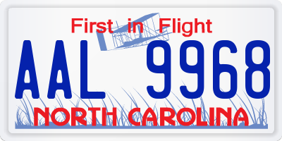 NC license plate AAL9968