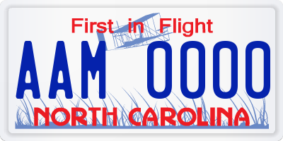 NC license plate AAM0000