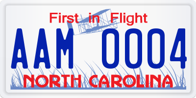 NC license plate AAM0004